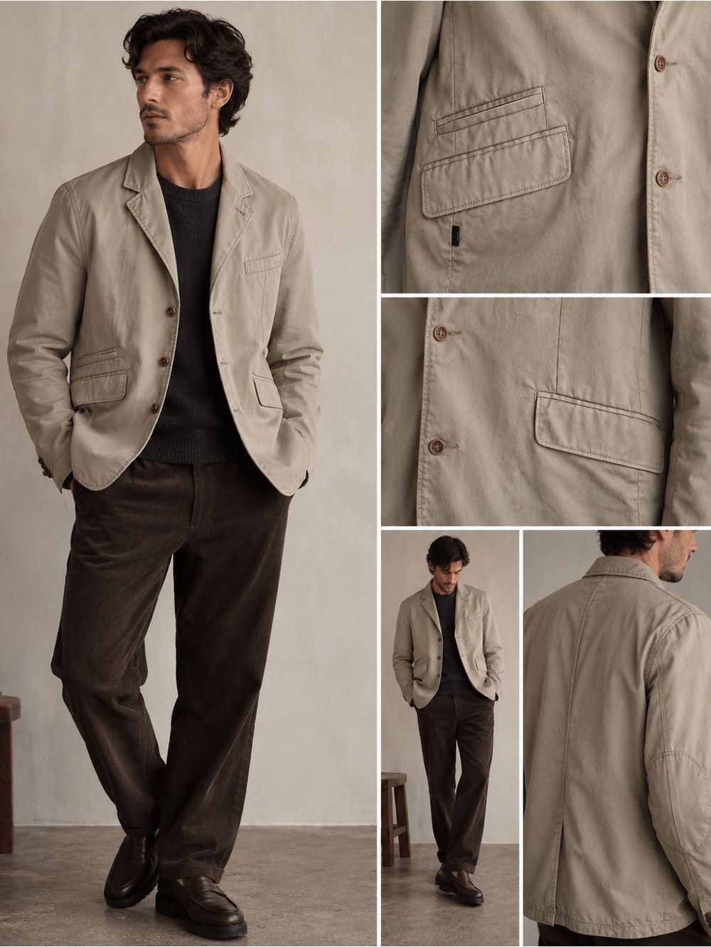 Paul Smith Blazer Jacket Size L Khaki Cotton Men’s Chore Coat